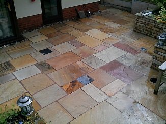 Photo of clean patio stones after they have been refinished