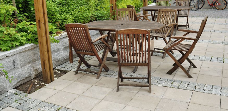 Photo of clean patio slabs and stones.