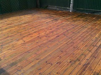 Photo of decking after cleaning and oiling.