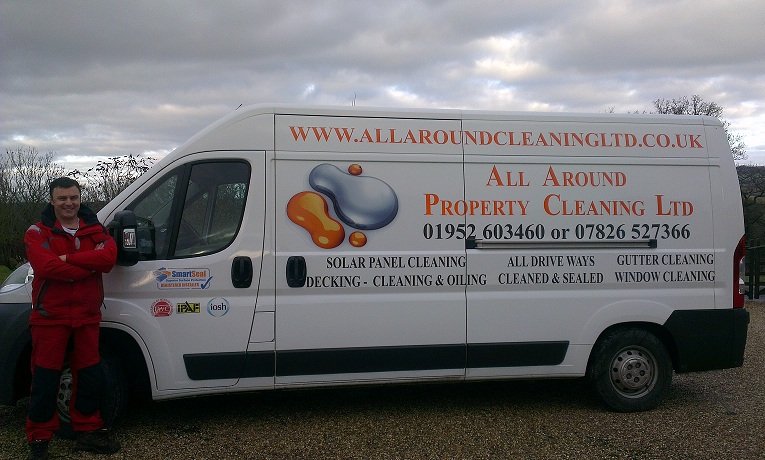 Photo of All Around Property Cleaning Ltd van in Telford with Steve Williams.